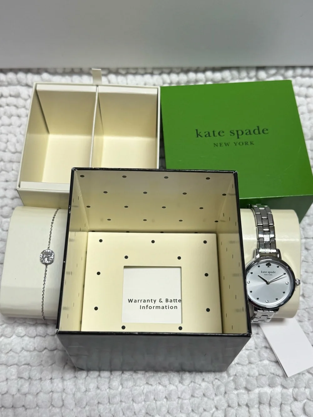 Kate Spade NY Metro Three-Hand Quartz Bracelet Watch & Crystal Bracelet Set NWT